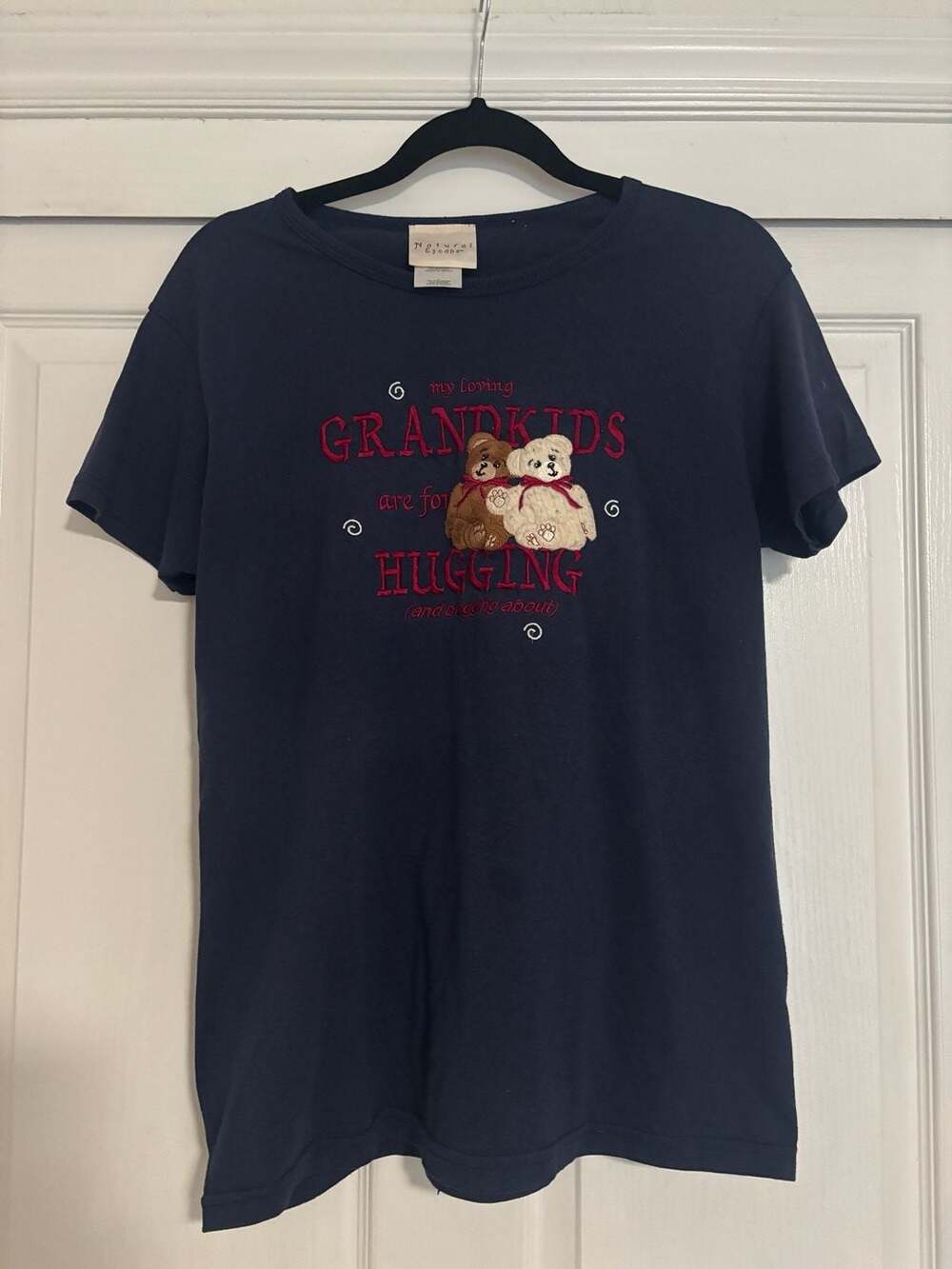 Vintage Natural Escape Grandkids are for Hugging Teddy Bear Embroidered Grandma